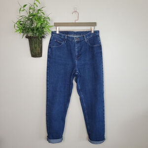 Riders 8 Vintage Lee Tapered Leg Mom High Rise Dark Wash Jeans Petite